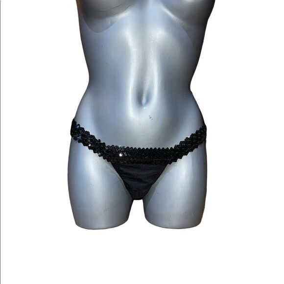 Black w Black sequin Exotic dancer stripper thong G string - Picture 2 of 2
